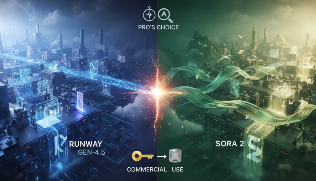 【2026年最新】Runway Gen-4.5 vs Sora 2 徹底比較！商用利用の可否から料金相場、プロの選び方まで完全解説