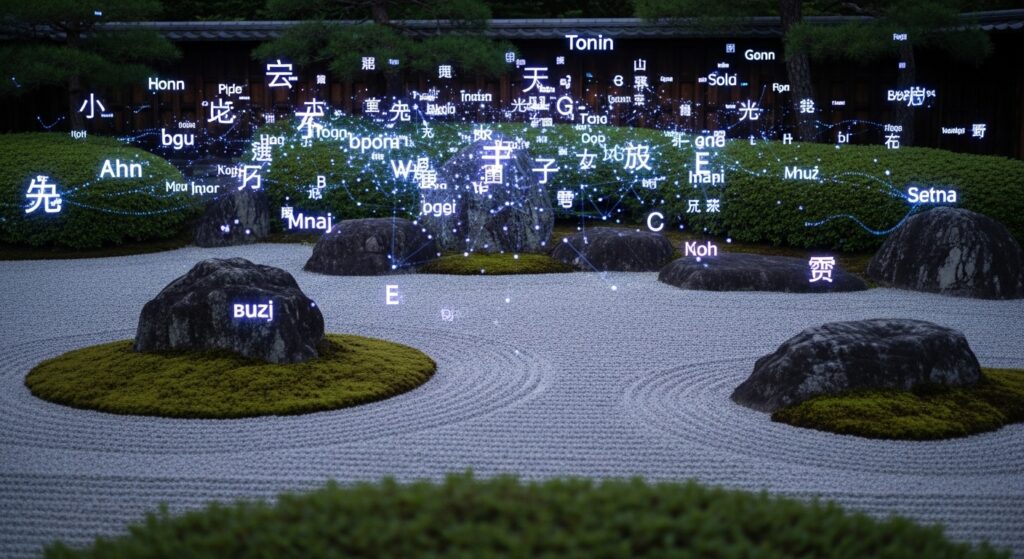 多言語の壁を超えるAI翻訳と日本庭園の調和