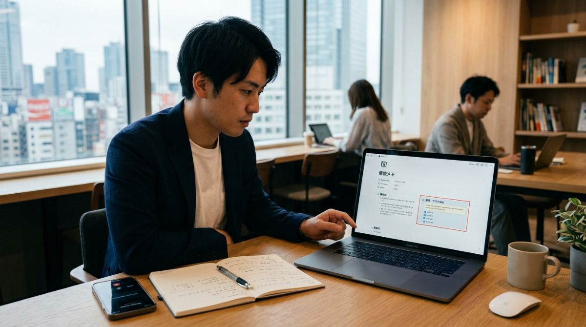商談メモと文字起こしデータから1秒で要約・タスク抽出するNotion AIプロンプト - 1