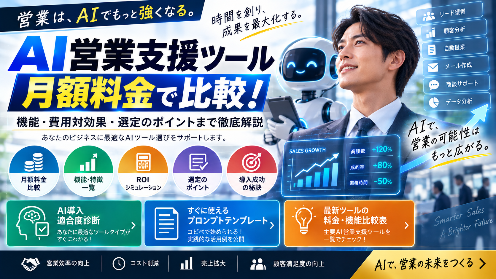 AI営業支援ツール、月額料金で比較！
