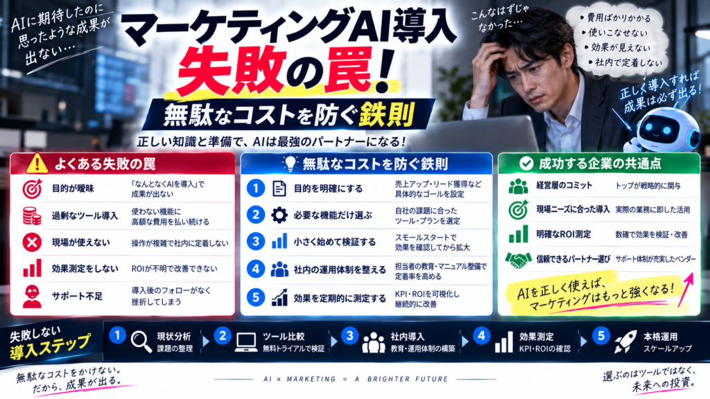マーケティングAI導入失敗の罠！無駄なコストを防ぐ鉄則