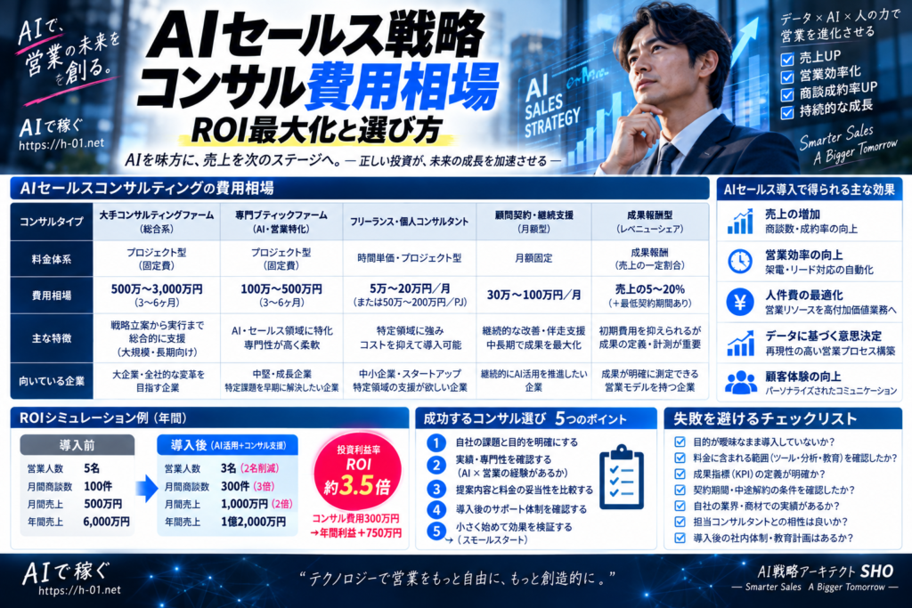 AIセールス戦略コンサル費用相場｜ROI最大化と選び方