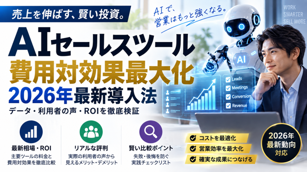 AIセールスツール費用対効果最大化 2026年最新導入法