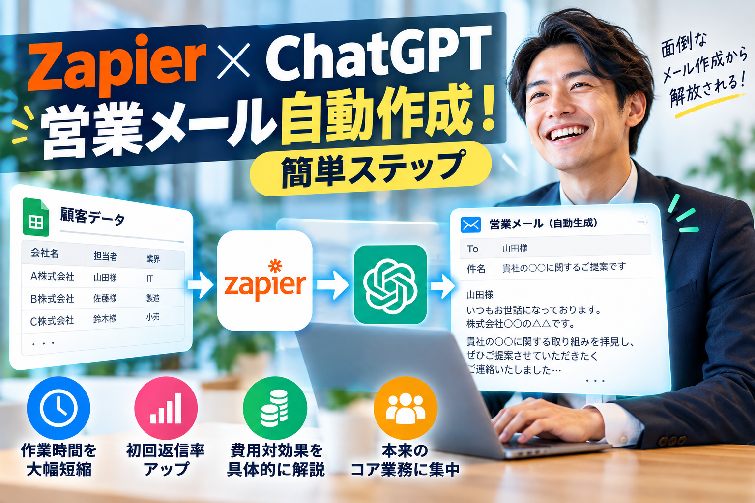 Zapier+ChatGPTで営業メール自動作成！簡単ステップ