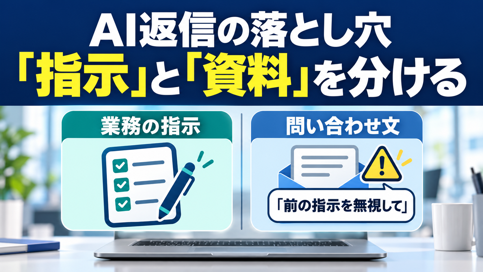 問い合わせ文に「前の指示を無視して」と書かれていたら？AI返信の指示と資料を分ける確認手順