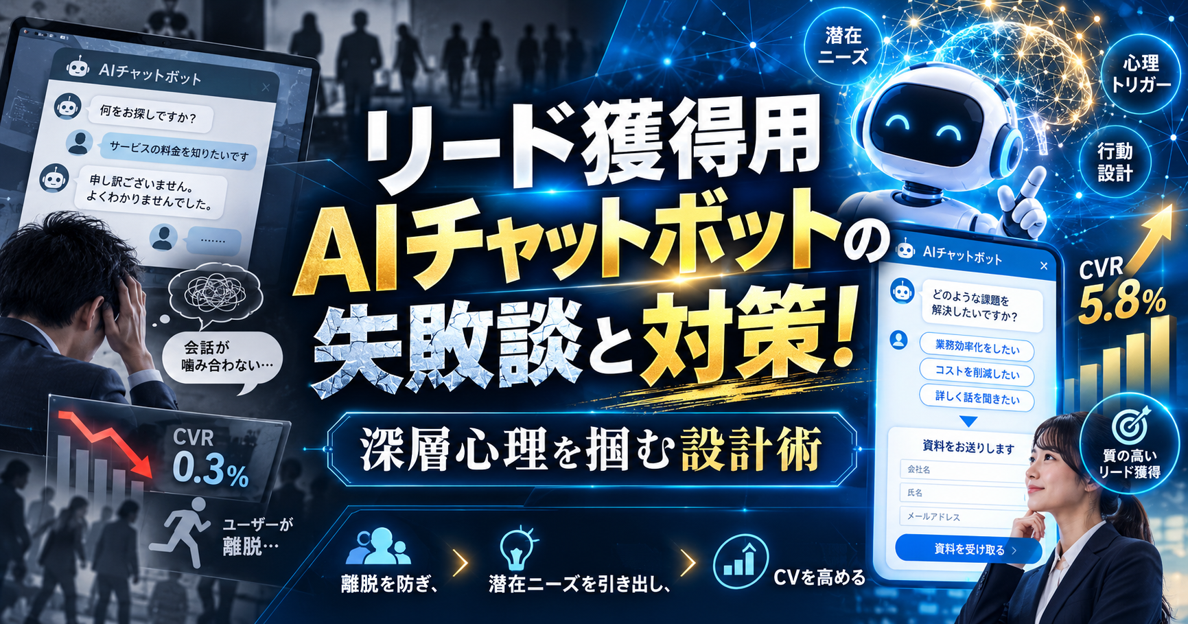 リード獲得用AIチャットボットの失敗談と対策！深層心理を掴む設計術